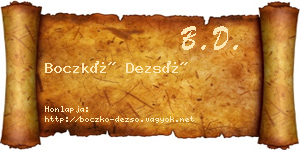 Boczkó Dezső névjegykártya
