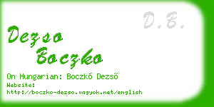 dezso boczko business card